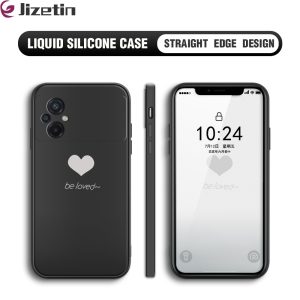 izetin for Xiaomi Poco M5 Back Cover Little Love Silicone Phone Case Square Camera Protection Phone Cases