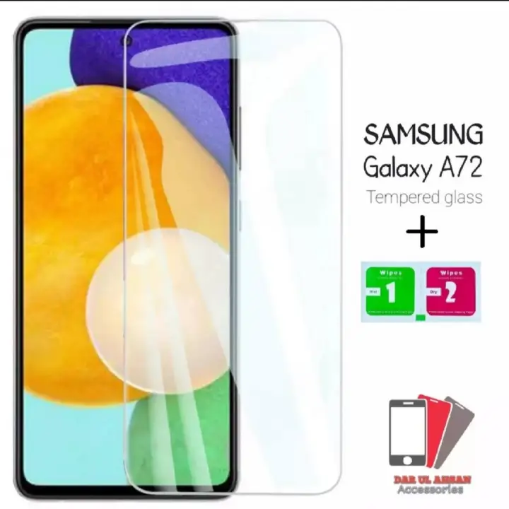 Samsung Galaxy A72 - Tempered Glass Screen Protector Polished Glass - With Cleaning Wipes