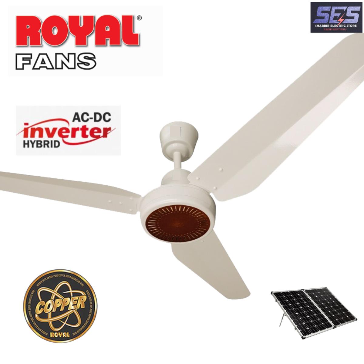 Royal Fan Ac Dc Ceiling Inverter Hybrid Remote Control Copper Winding 56 Inches One Click Ping