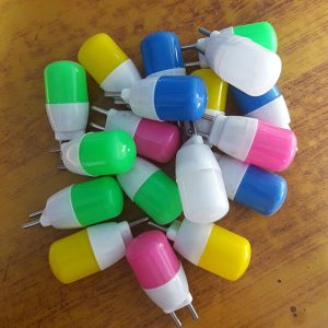 Pack of 5 LED Night Bulb Night Lamp with 2 Pin Plug AC 220V (Random Colors)