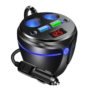 Dual USB Car Cup Charger Holder 12V 24V Car Charger 3.1A 2-Socket Adapter Splitter with LED Display for Car