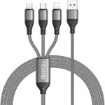 3 in 1 Multi Charging USB Type C Cable Lightning , Android  Iphone  Ipad - 1.2M -Red