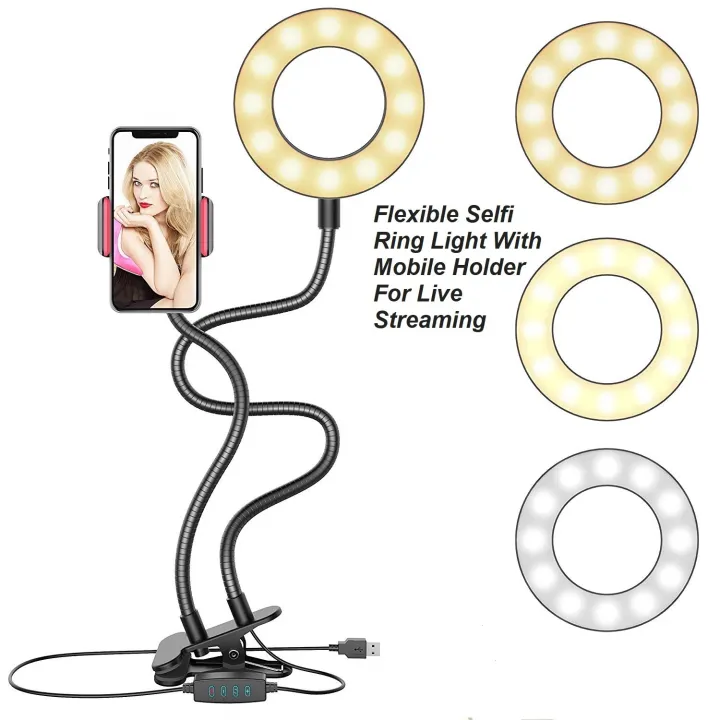 Selfie Ring Light Stand with Cell Phone Holder for Live StreamMakeup