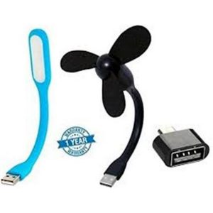 Pack of 3-OTG Connector + USB Fan + USB Light = High Quality