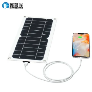 5W solar panel with 8ft wire and direct 5V charging port