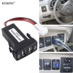 Kebidu Dual USB Car Charger 12V~24V to 5V 2.1A USB Vehicle Car Power Inverter Converter for TOYOTA VIGO