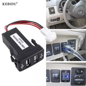 Kebidu Dual USB Car Charger 12V~24V to 5V 2.1A USB Vehicle Car Power Inverter Converter for TOYOTA VIGO