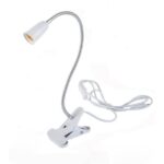 E27 Bulb Flexible Gooseneck Aluminium Wire Neck Clip-On Cable Desk Lamp Holder Cord Light Base
