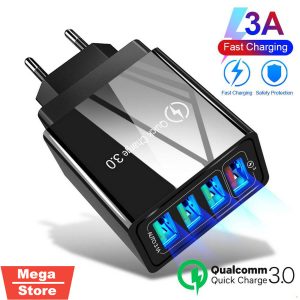 Qualcomm QC 3.0 Fast Charger With 4 USB Port 3A 30W Quick Charge For All Brands
