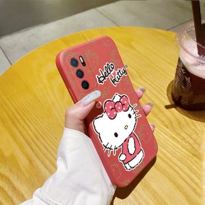 OPPO A16 Cute cartoon kity cat mirror rotating bracket mobile phone case lens