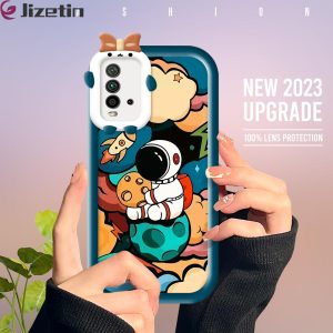 Jizetin for Redmi 9T Redmi 9 Power Back Cover Artist Astronaut Square Camera Hole Shockproof Protection Soft Silicone Phone Case