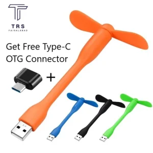 USB Mini Flexible Fan + Free Micro OTG Connector (Pack of 1 Fan)