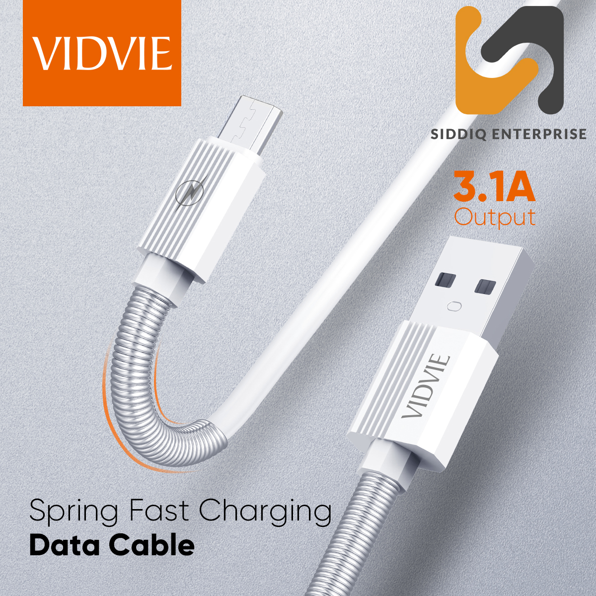 VIDVIE 3.1A Rapid Fast Charging Data cable for Android and Type C Mobiles