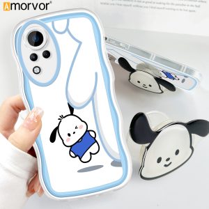 Infinix Note 11  Note 12 G88 Back Cover (With Free Holder) Melody Kuromi Soft Wavy Phone Case Camera Protection Transparent TPU Soft Cover