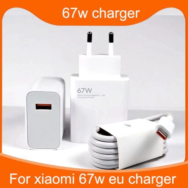 Original 67W Turbo Charger for Xiaomi Poco X3 GT, Mi 12, Mi 12 Pro, Mi 11, Mi 11 Pro, Mi 10, Mi 10 Pro