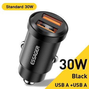 Essager 30W 5A QC PD 3.0 SCP USB Car Charger Quick Charge4.0 USB Type C Car Fast Charging