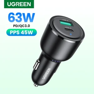 UGREEN 63W Car Charger PD QC 3.0 PPS 45W USB Type C Fast Charging for iPhone 14