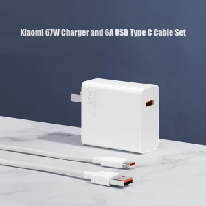Xiaomi 67W Fast Charger and 6A USB Type C Charging Cable Set Original Xiaomi Mi 67W Fast Charger for Xiaomi