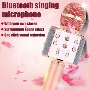 karaoke Microphone for Kids Singing 5 in 1 Wireless Bluetooth Microphone with LED Lights Machine Portable Mic Speaker New Gifts