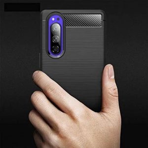 Sony Xperia 5 Case Bumper Rubber Silicon Carbon Fiber Flexible Protective Cover For Sony