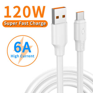 120W Fast Mobile Data Cable, 6A Fast Charging Cable, 100% Pure Copper