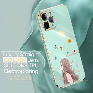 Realme 10 Back Cover Butterfly Girl Luxury 6D Plating Case Side Pattern Soft Silicone Square Mobile Phone Cases