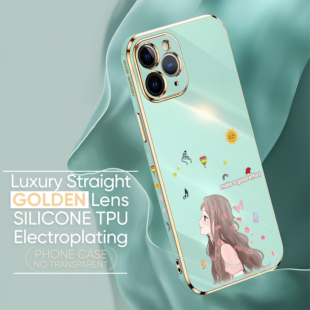 Realme 10 Back Cover Butterfly Girl Luxury 6D Plating Case Side Pattern Soft Silicone Square Mobile Phone Cases