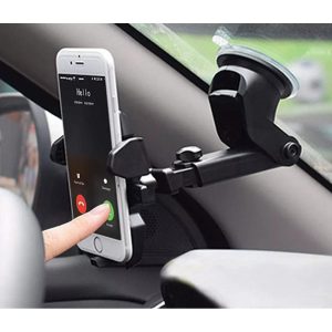 Mobile Holder Stand Long Neck Support 360 Moveable Rotation Strong Grip For Car Wind Screen And Dashboard - Black