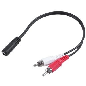 3.5mm Female Aux to 2-Male RCA Adapter Audio Stereo Cable