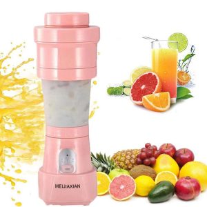 Folding Juice Blender Portable USB Juicer Cup Mixing Machine Smoothies Baby Food Fruit Mixer Kitchen Tool Pink
