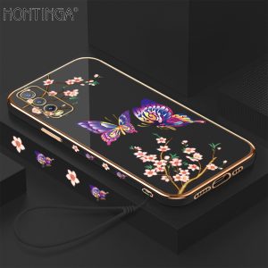 Vivo Y20 Y20i Y20S Y12S Y20 2021 Y20SG Y12A Back Cover With Lanyard Luxury 6D Plating Shiny Pretty butterfly Case