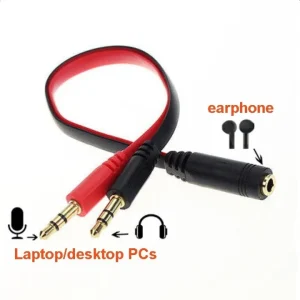 3.5mm Female to 2 Male Headphone Mic Audio Splitter Jack Cable Headset
