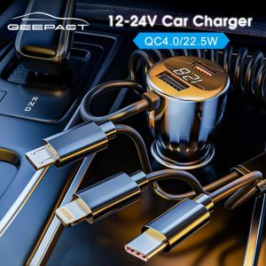 Geepact Dual USB Car Fast Charger Car Charger QC4.0PD Lighter LED Voltage Detection Quick Charge Adapter
