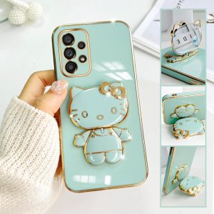 Samsung Galaxy A52 Cute cartoon kity cat mirror rotating bracket mobile phone case