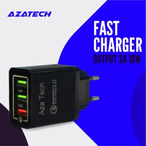 AzaTech QC 3.0 Fast Charger With Triple USB 3 Port 3A 18W 25W Quick Charge For All Brands