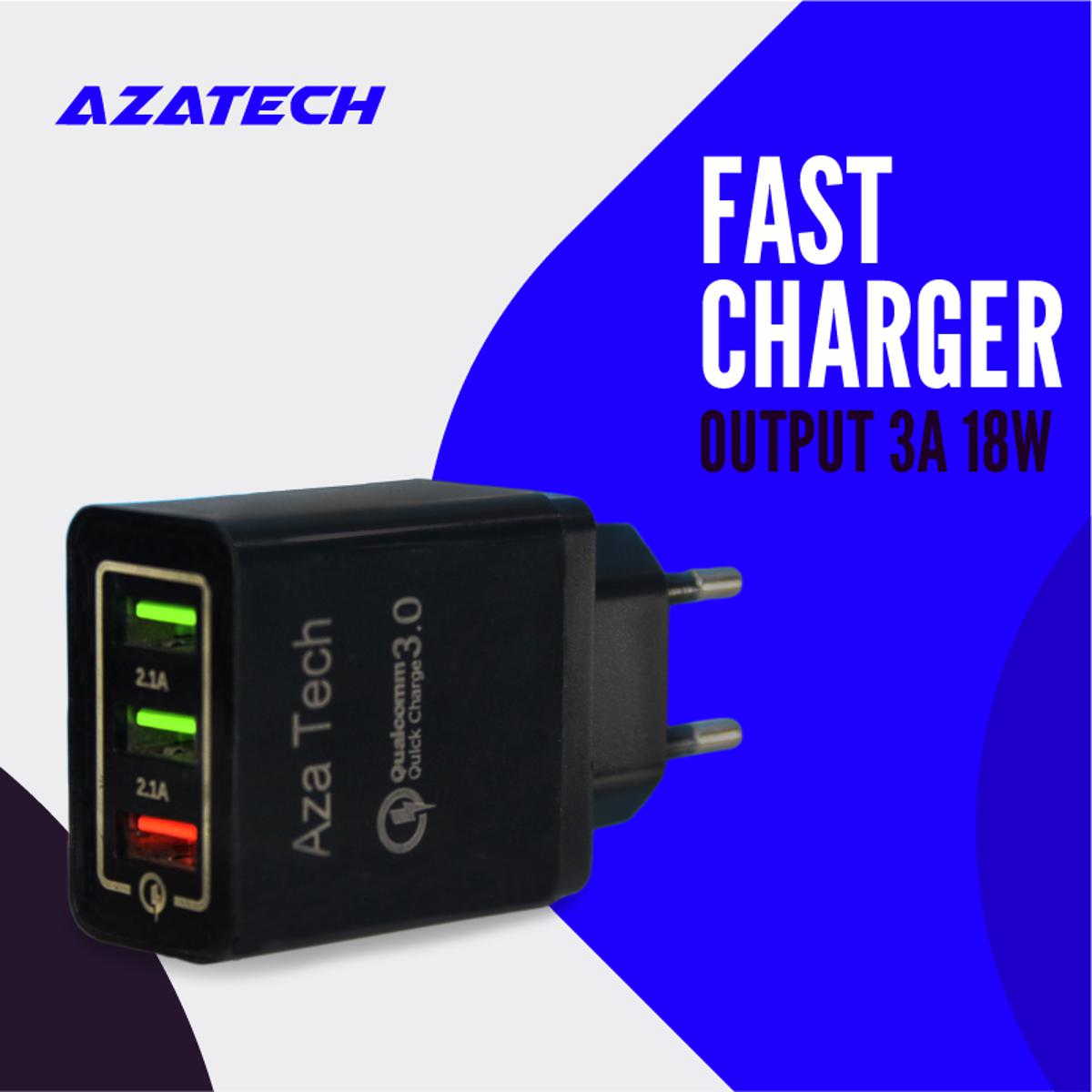 AzaTech QC Fast Charger With Triple USB Port 3A 18W 25W