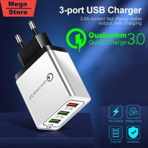 Qualcomm QC 3.0 Fast Charger With Triple USB 3 Port 3A 18W Quick Charge For All Brands