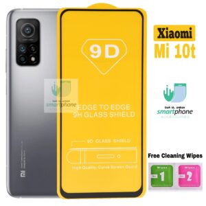 Xiaomi Mi 10t 5G - 100% Original Full coverage 9D Tempered Glass screen Protector- Full Glue- with Cleaning Wipess