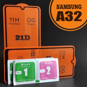 Pack of 2 - Samsung Galaxy A32 - 100% Original Full coverage 9D Tempered Glass screen Protector