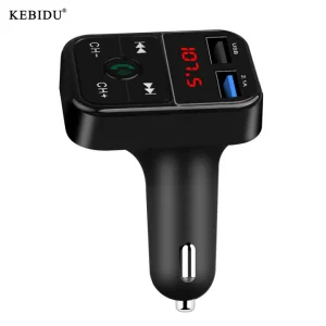 Kebidu Dual USB 3.1A Car Charger Bluetooth 5.0 FM Modulator Audio Receiver Support TF U Disk Play LCD Voltmeter Display