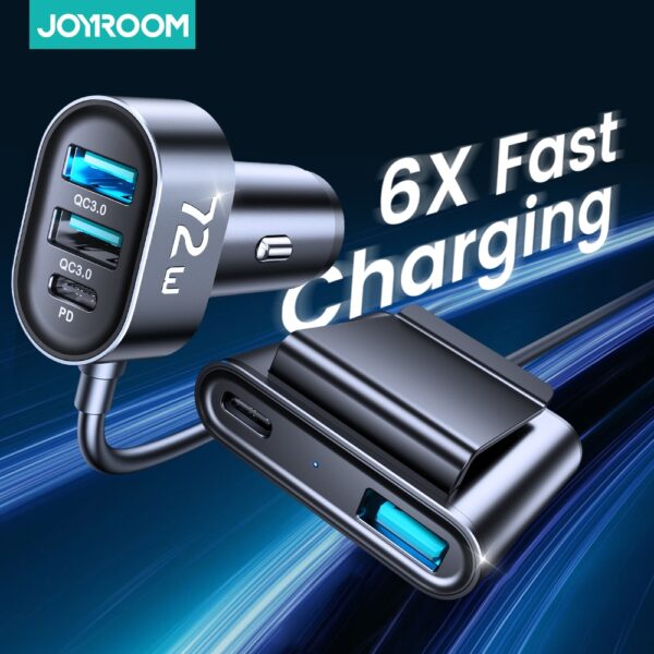 100% Original Joyroom 5 Ports 72W Car Charger USB Type C QC 3.0 PD 3.0 Fast Charging
