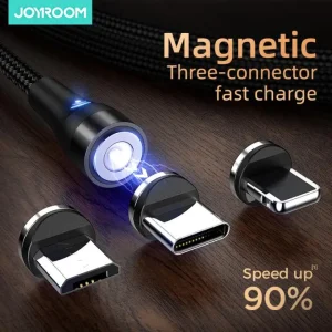 Original Magnetic Fast Charging Cable 3in 1 - Micro USB Android - Iphone - Type C - Braided LED Fast charging 100% Guaranteed