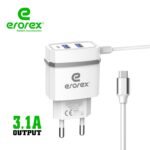 Erorex High Quality - Quick Fast charger 3.1 Ampere with dual usb ports  Model RC-10