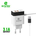 Erorex High Quality - Ultra Fast charger 3.1 Ampere with Dual usb ports  Model RC-15