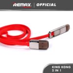 REMAX 2 IN 1 DATA & CHARGE CABLE FOR IPHONE & ANDROID Red Color