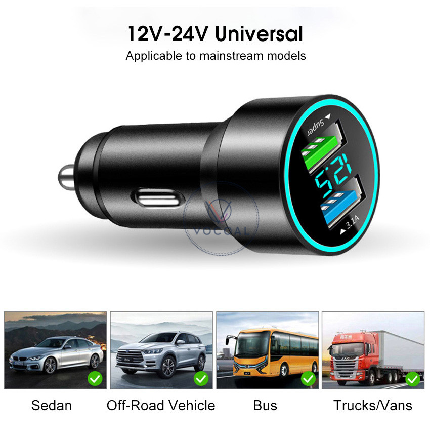 Vocoal Car Charger 66W Quick Charge Cigar ette Lighter Multifunctional Car Charger 2 USB Fast Charger