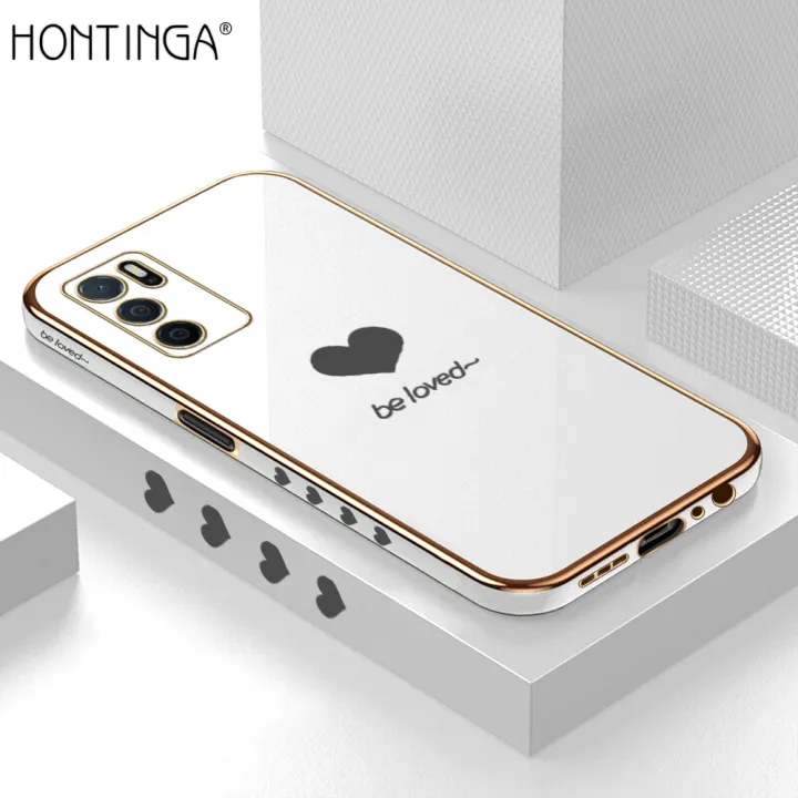 Hontinga for OPPO A16 A16S Back Cover With Lanyard Luxury 6D Plating Frame