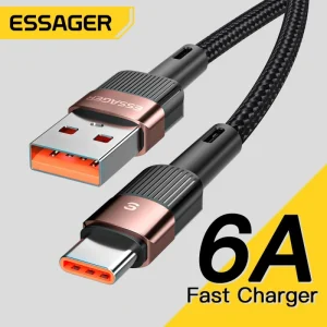 Essager 66W USB Cable Type C Fast Charging 6A USB C Charger Wire Data Cord For xiaomi Huawei P30 P40 Pro Samsung S21 ultra S20