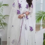 Ayeza Khan-3PC Lawn Embroidered Shirt With Embroidered Bamber Chiffon Dupatta