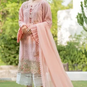 Maria B. - 3PC Lawn Chicken Kari Heavy Embroidered Shirt With Bamber Chiffon Embroidered Dupatta